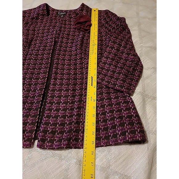 K Studio Collection Sweater Open Cardigan Womens 18 Black Purple Woven Knit - Picture 13 of 14